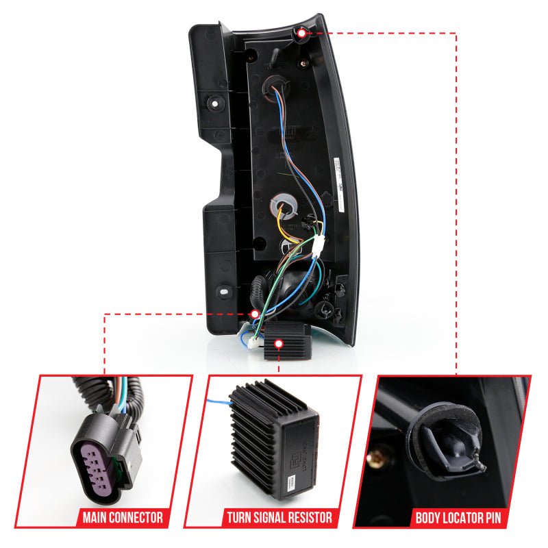 ANZO 2007-2014 Chevy Tahoe LED Taillight Plank Style Black w/Smoke Lens - Black Ops Auto Works