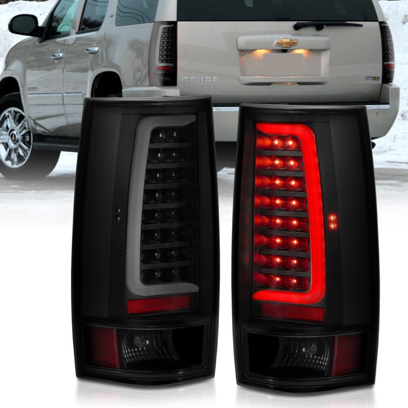 ANZO 2007-2014 Chevy Tahoe LED Taillight Plank Style Black w/Smoke Lens - Black Ops Auto Works