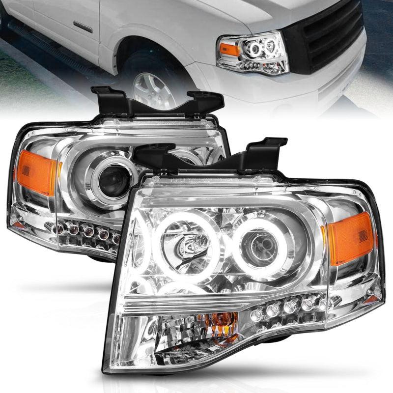 ANZO 2007-2014 Ford Expedition Projector Headlights Chrome - Black Ops Auto Works