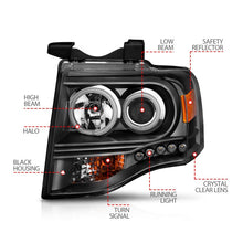 Load image into Gallery viewer, ANZO 2007-2014 Ford Expedition Projector Headlights w/ Halo Black ANZO ANZ111113
