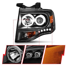 Load image into Gallery viewer, ANZO 2007-2014 Ford Expedition Projector Headlights w/ Halo Black ANZO ANZ111113