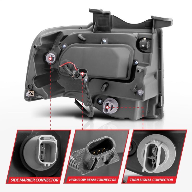 ANZO 2007-2014 Ford Expedition Projector Headlights w/ Halo Black ANZO ANZ111113