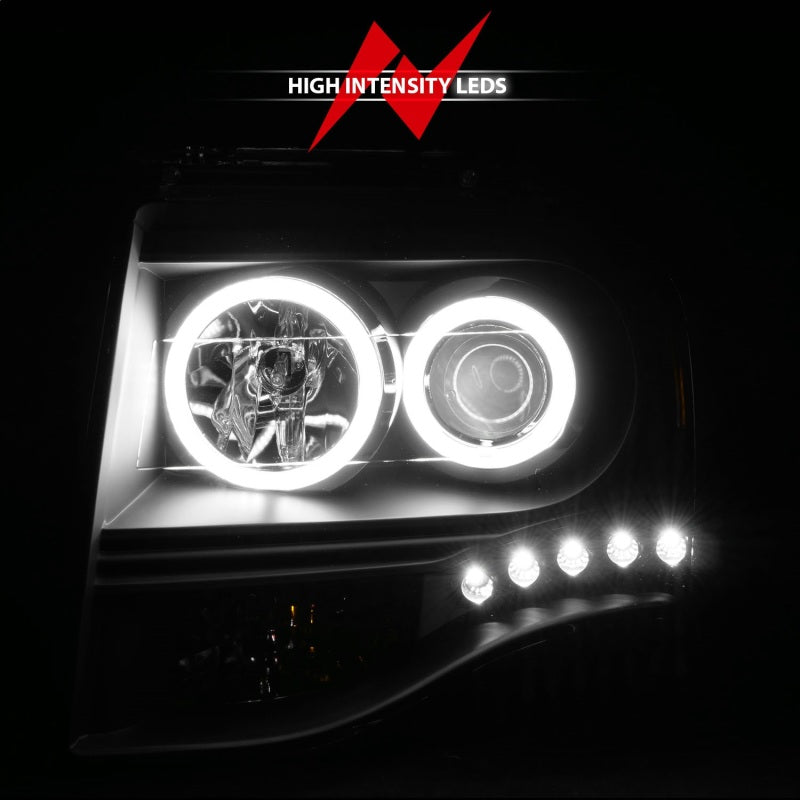 ANZO 2007-2014 Ford Expedition Projector Headlights w/ Halo Black ANZO ANZ111113