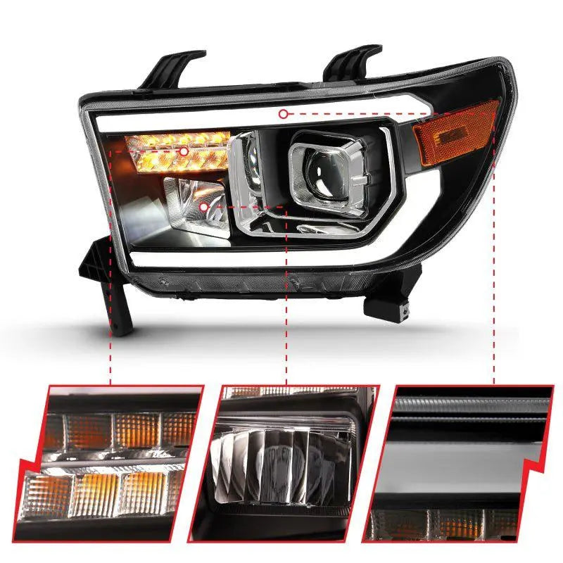 ANZO 2007-2014 Toyota Tundra Projector Light Bar H.L Black Amber(Led High Beam) (Halogen Version) ANZO ANZ111447