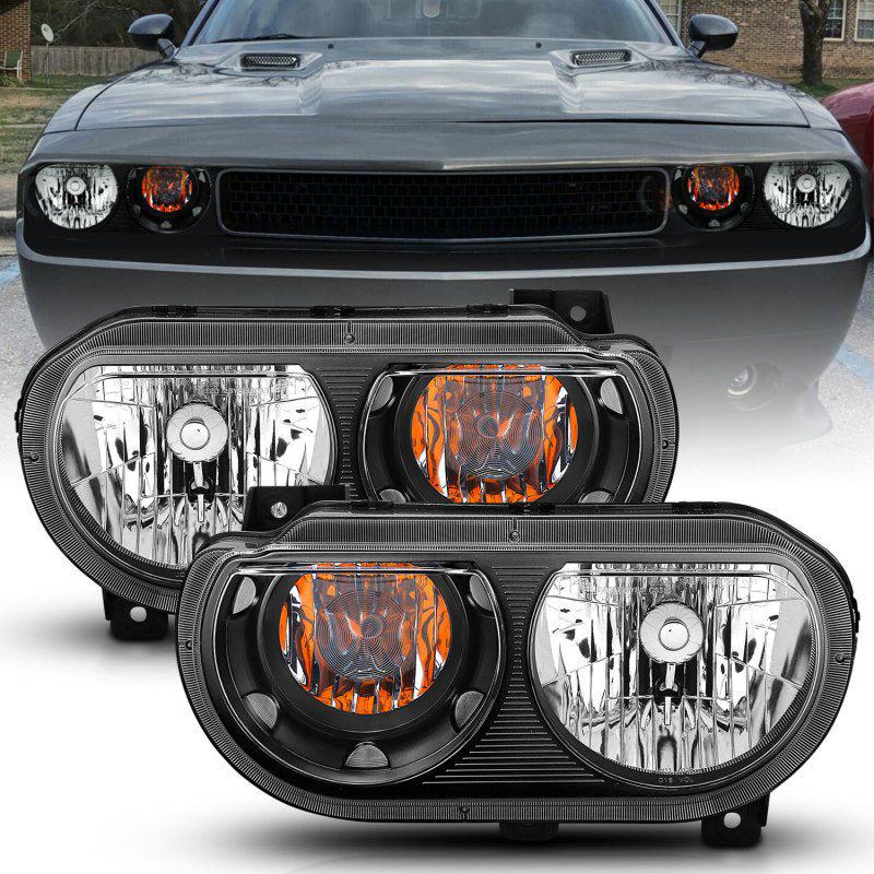 ANZO 2008-2014 Dodge Challenger Crystal Headlights Black ANZO ANZ121526