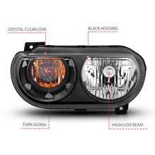 Load image into Gallery viewer, ANZO 2008-2014 Dodge Challenger Crystal Headlights Black ANZO ANZ121526