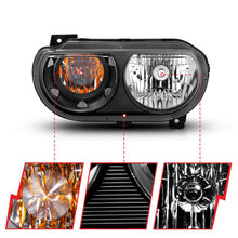 Load image into Gallery viewer, ANZO 2008-2014 Dodge Challenger Crystal Headlights Black ANZO ANZ121526