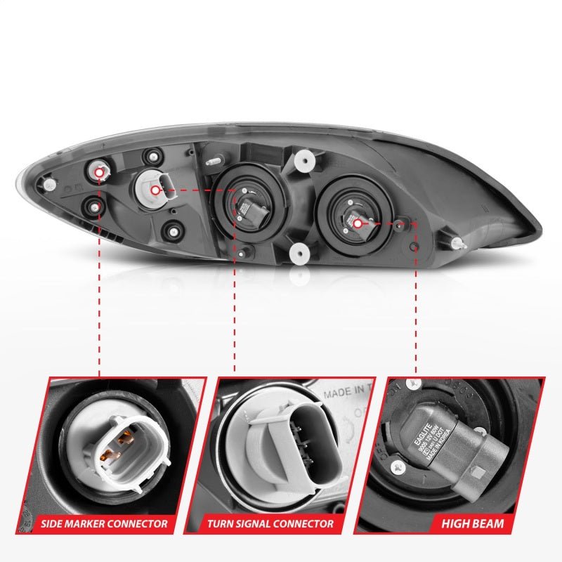 ANZO 2008-2016 International Prostar Crystal Headlights Black Housing (OE Replacement) ANZO ANZ131032