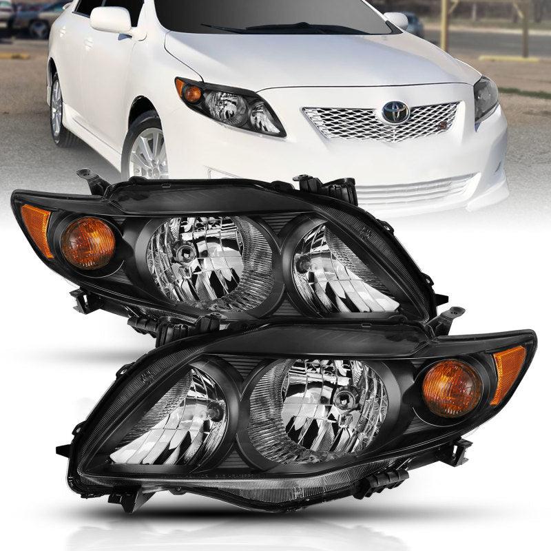 ANZO 2009-2010 Toyota Corolla Crystal Headlight Black Amber ANZO ANZ121541