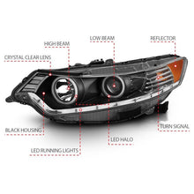 Load image into Gallery viewer, ANZO 2009-2012 Acura Tsx Projector Headlights w/ Halo Black (CCFL) (HID Compatible) ANZO ANZ121393