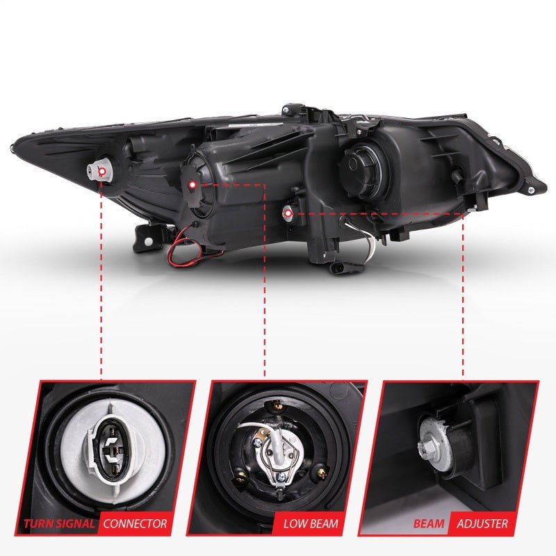 ANZO 2009-2012 Acura Tsx Projector Headlights w/ Halo Black (CCFL) (HID Compatible) ANZO ANZ121393