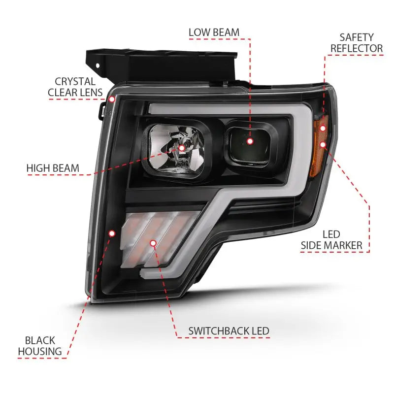 ANZO 2009-2013 Ford F-150 Projector Light Bar G4 Switchback H.L.Black Amber ANZO ANZ111469