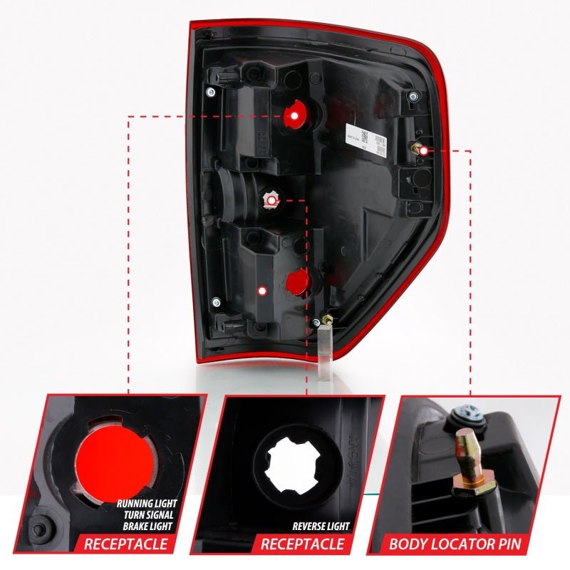 ANZO 2009-2014 Ford F-150 Euro Taillight Red/Clear (W/O Bulb) ANZO ANZ311299