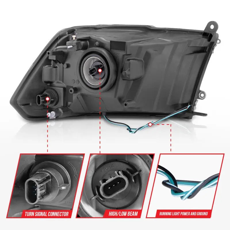 ANZO 2009-2018 Dodge Ram 1500/ 2500/ 3500 Crystal Headlights w/ Light Bar Chrome Housing - Black Ops Auto Works