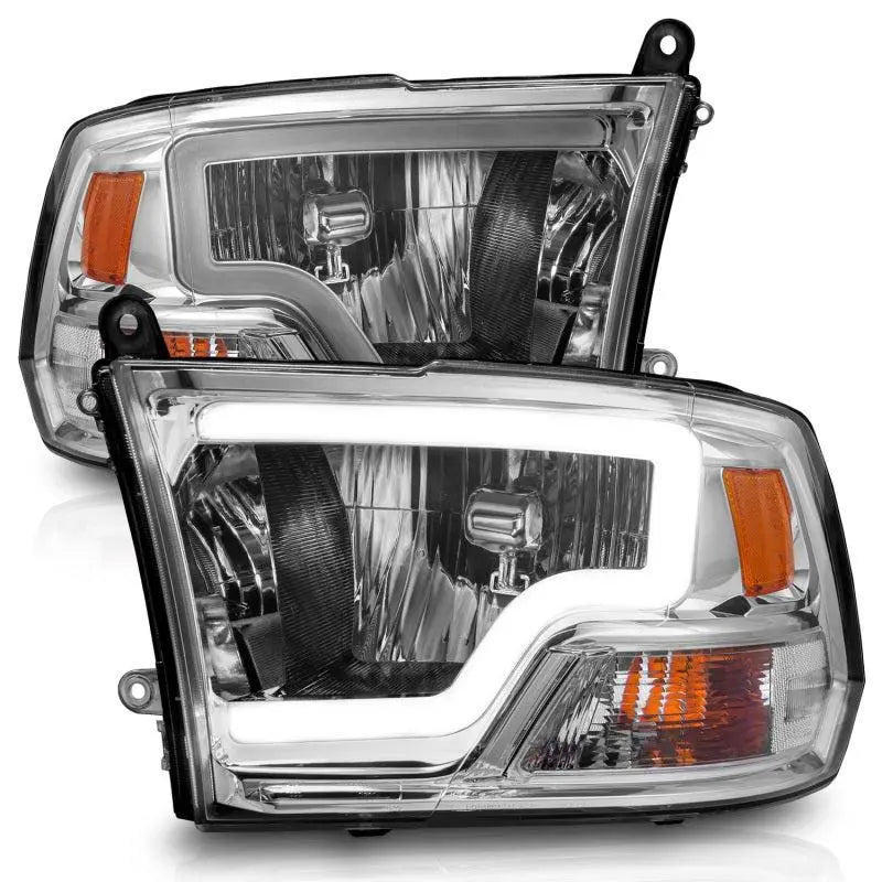 ANZO 2009-2018 Dodge Ram 1500/ 2500/ 3500 Crystal Headlights w/ Light Bar Chrome Housing - Black Ops Auto Works