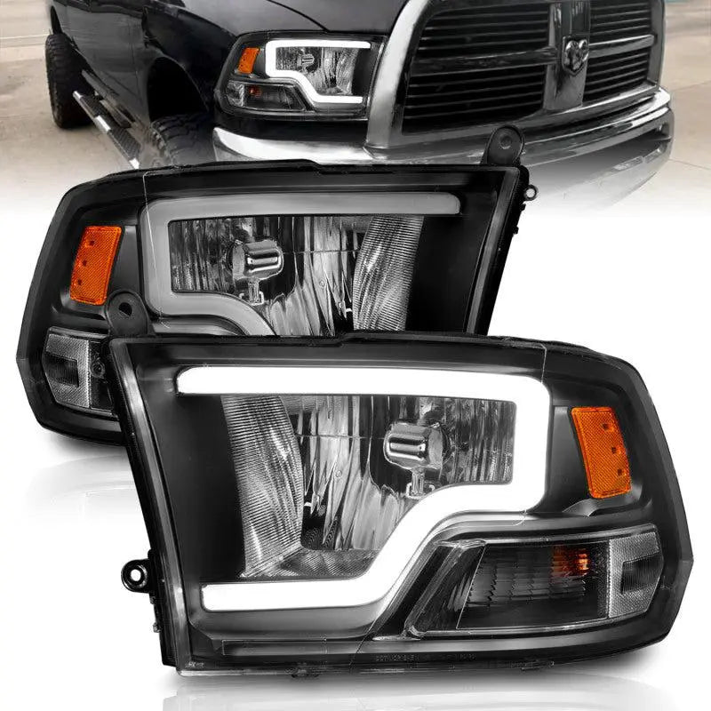 ANZO 2009-2018 Dodge Ram 1500 Crystal Headlights w/ Light Bar Black Housing ANZO ANZ111515