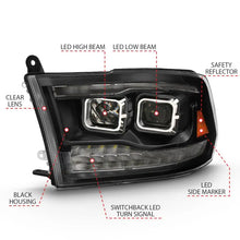 Load image into Gallery viewer, ANZO 2009-2018 Dodge Ram 1500 Led Projector Plank Style Switchback H.L Halo Black Amber (OE Style) ANZO ANZ111464