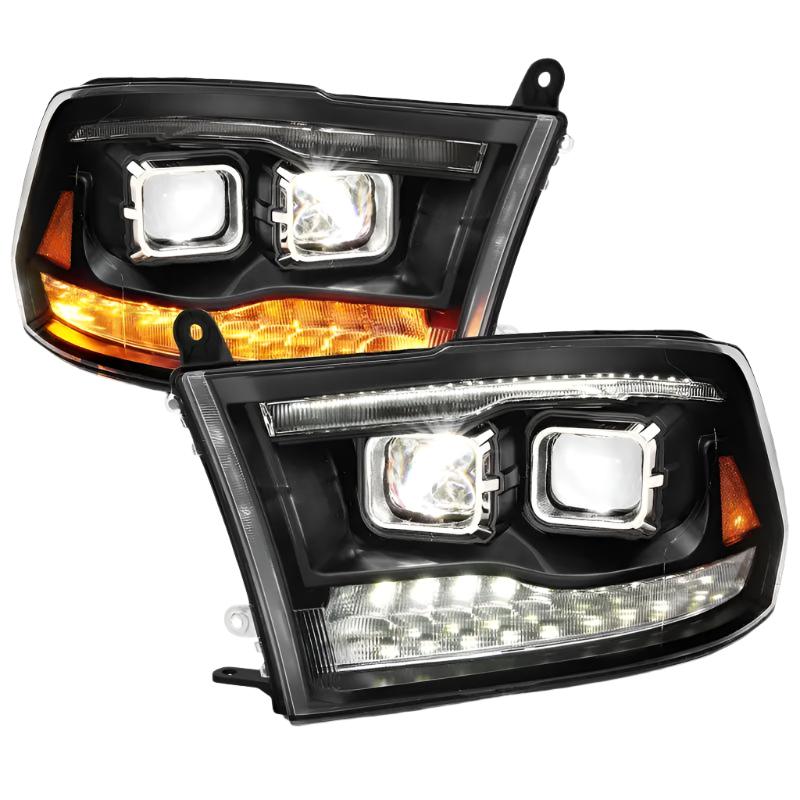 ANZO 2009-2018 Dodge Ram 1500 Led Projector Plank Style Switchback H.L Halo Black Amber (OE Style) ANZO ANZ111464