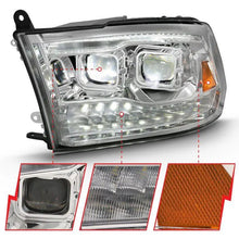 Load image into Gallery viewer, ANZO 2009-2018 Dodge Ram 1500 Led Projector Plank Style Switchback H.L Halo Chrome Amber (OE Style) ANZO ANZ111465