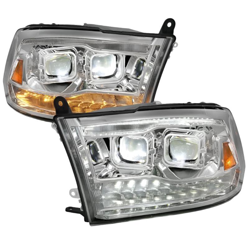 ANZO 2009-2018 Dodge Ram 1500 Led Projector Plank Style Switchback H.L Halo Chrome Amber (OE Style) ANZO ANZ111465