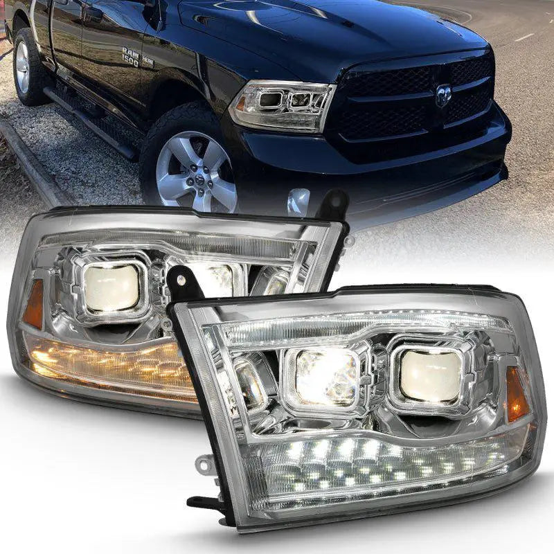ANZO 2009-2018 Dodge Ram 1500 Projector H.L. Switchback Black Amber ANZO ANZ111441