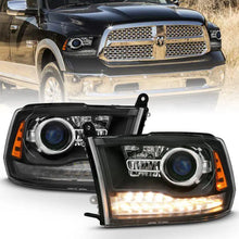 Load image into Gallery viewer, ANZO 2009-2018 Dodge Ram 1500 Projector Headlights Plank Style Halo w/Switchback Matte Black ANZO ANZ111489