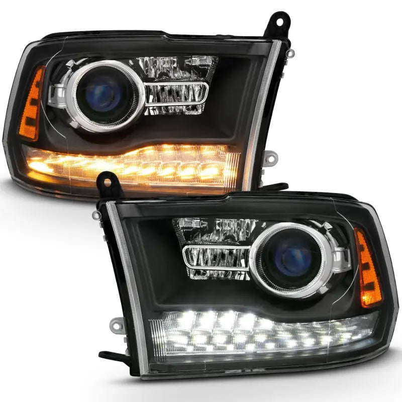 ANZO 2009-2018 Dodge Ram 1500 Projector Headlights Plank Style Halo w/Switchback Matte Black ANZO ANZ111489