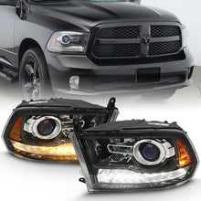 Load image into Gallery viewer, ANZO 2009-2018 Dodge Ram 1500 Projector Plank Style Switchback H.L Halo Black Amber (OE Style) ANZO ANZ111439