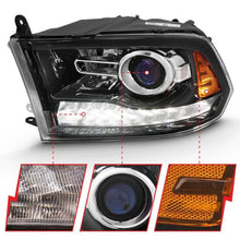 Load image into Gallery viewer, ANZO 2009-2018 Dodge Ram 1500 Projector Plank Style Switchback H.L Halo Black Amber (OE Style) ANZO ANZ111439