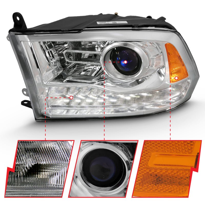 ANZO 2009-2018 Dodge Ram 1500 Projector Plank Style Switchback H.L Halo Chrome Amber (OE Style) ANZO ANZ111440