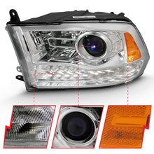 Load image into Gallery viewer, ANZO 2009-2018 Dodge Ram 1500 Projector Plank Style Switchback H.L Halo Chrome Amber (OE Style) ANZO ANZ111440