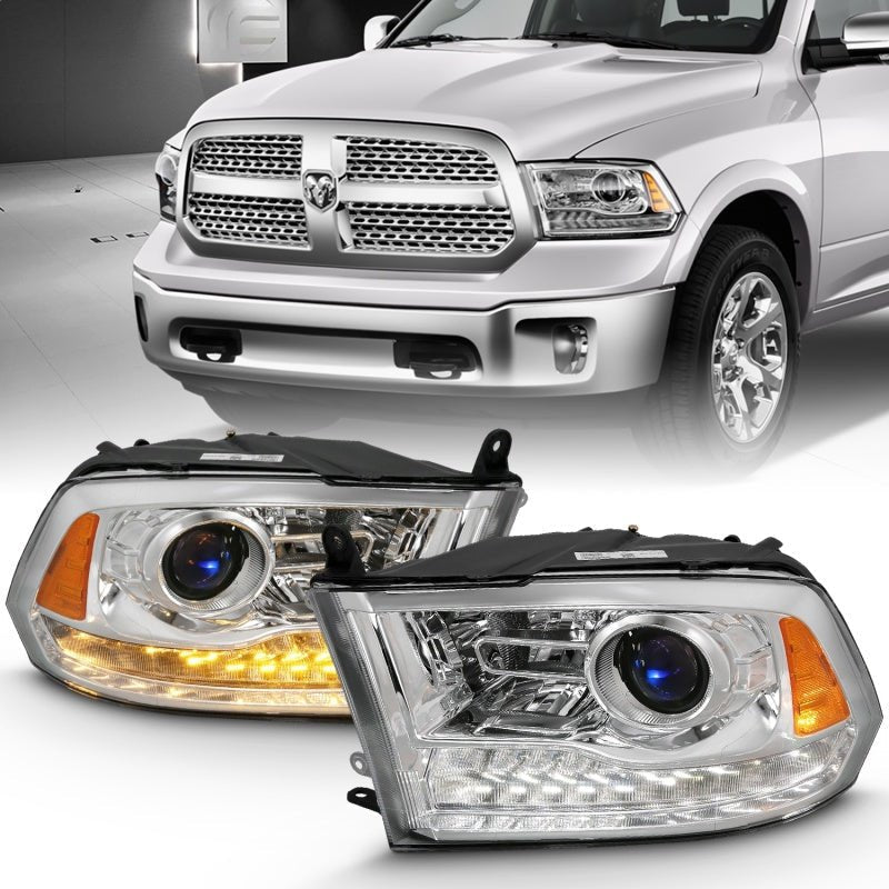 ANZO 2009-2018 Dodge Ram 1500 Projector Plank Style Switchback H.L Halo Chrome Amber (OE Style) ANZO ANZ111440