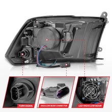 Load image into Gallery viewer, ANZO 2009-2020 Dodge Ram 1500 Full LED Square Projector Headlights w/ Chrome Housing Black Amber - Black Ops Auto Works