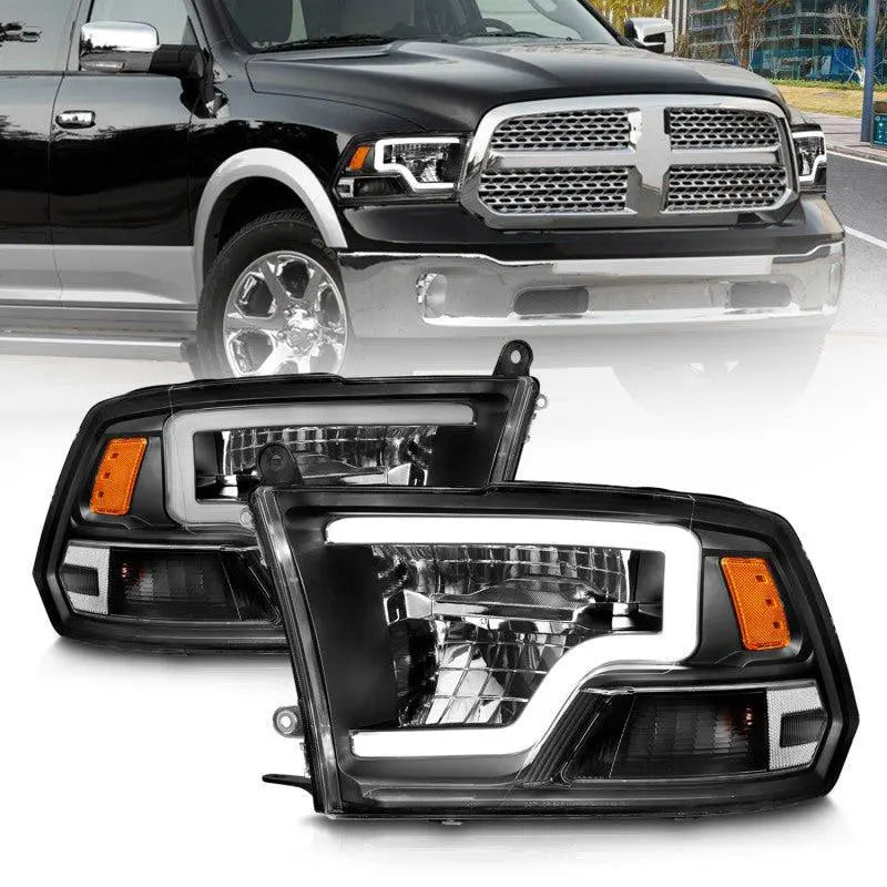 ANZO 2009-2020 Dodge Ram 1500 Full LED Square Projector Headlights w/ Chrome Housing Black Amber - Black Ops Auto Works