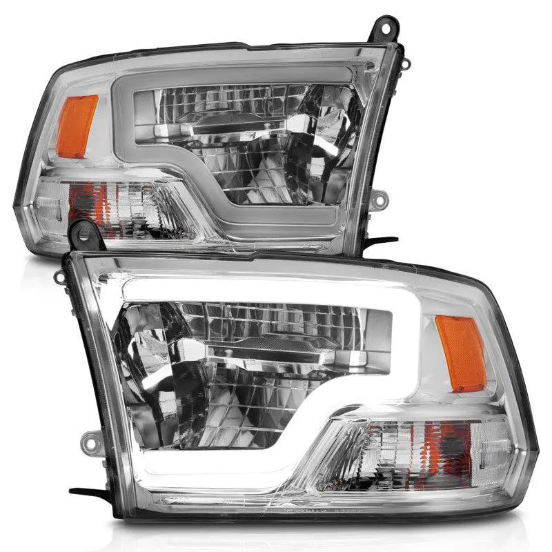 ANZO 2009-2020 Dodge Ram 1500 Full LED Square Projector Headlights w/ Chrome Housing Chrome Amber ANZO ANZ111540