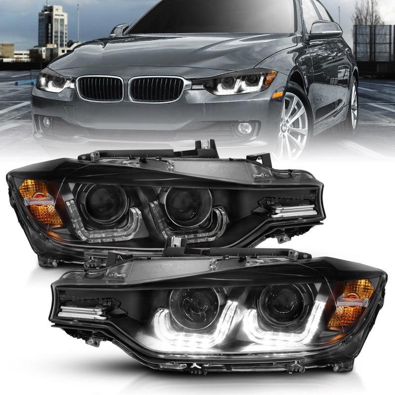 ANZO 2012-2015 BMW 3 Series Projector Headlights w/ U-Bar Black ANZO ANZ121504