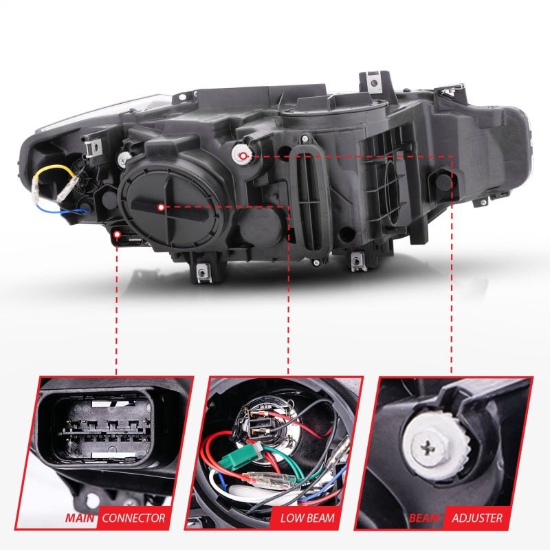 ANZO 2012-2015 BMW 3 Series Projector Headlights w/ U-Bar Black ANZO ANZ121504