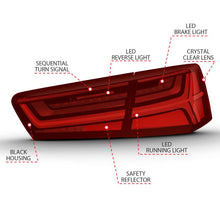Load image into Gallery viewer, ANZO 2012-2018 Audi A6 LED Taillight Black Housing Red/Clear Lens 4 pcs (Sequential Signal) ANZO ANZ321353
