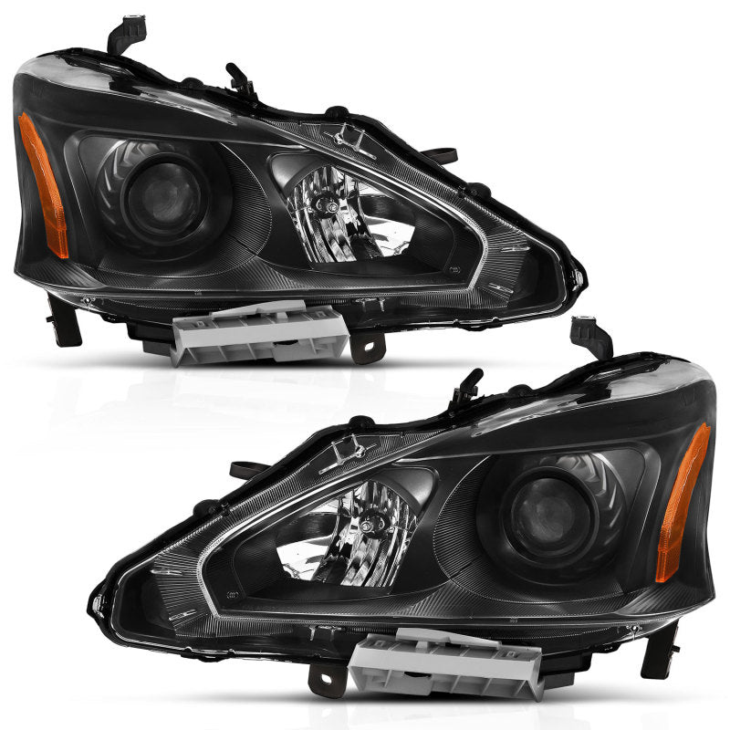 ANZO 2013-2015 Nissan Altima Projector Headlight Black Amber ANZO ANZ121549