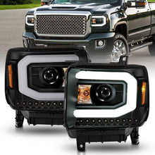 Load image into Gallery viewer, ANZO 2014-2015 GMC Sierra 1500 Projector Headlights w/ Light Bar Black Housing (Halogen Type) ANZO ANZ111513