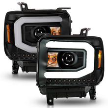 Load image into Gallery viewer, ANZO 2014-2015 GMC Sierra 1500 Projector Headlights w/ Light Bar Black Housing (Halogen Type) ANZO ANZ111513