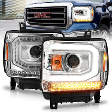 Load image into Gallery viewer, ANZO 2014-2015 Gmc Sierra 1500 Projector Headlights w/ Light Bar Chrome Housing (Halogen Type) ANZO ANZ111514