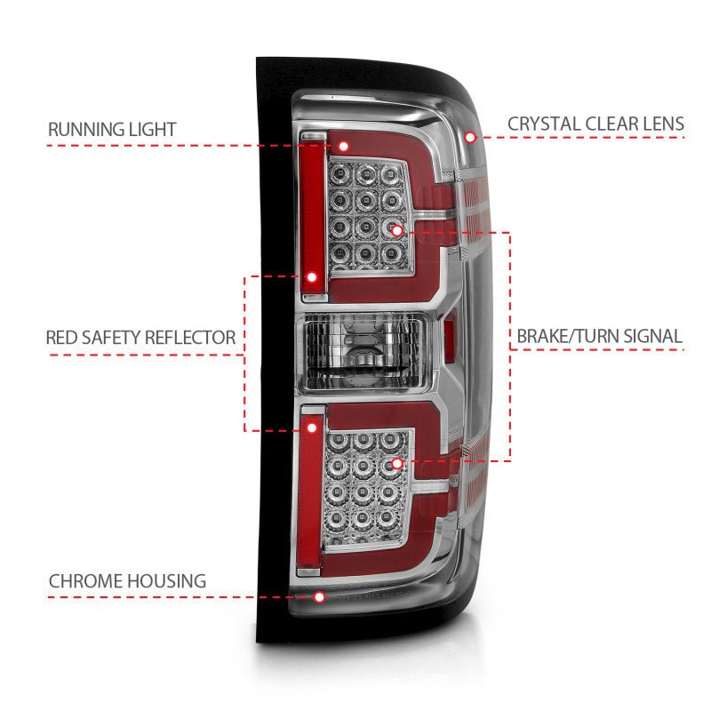 ANZO 2014-2018 Chevy Silverado 1500 LED Taillights Chrome ANZO ANZ311291