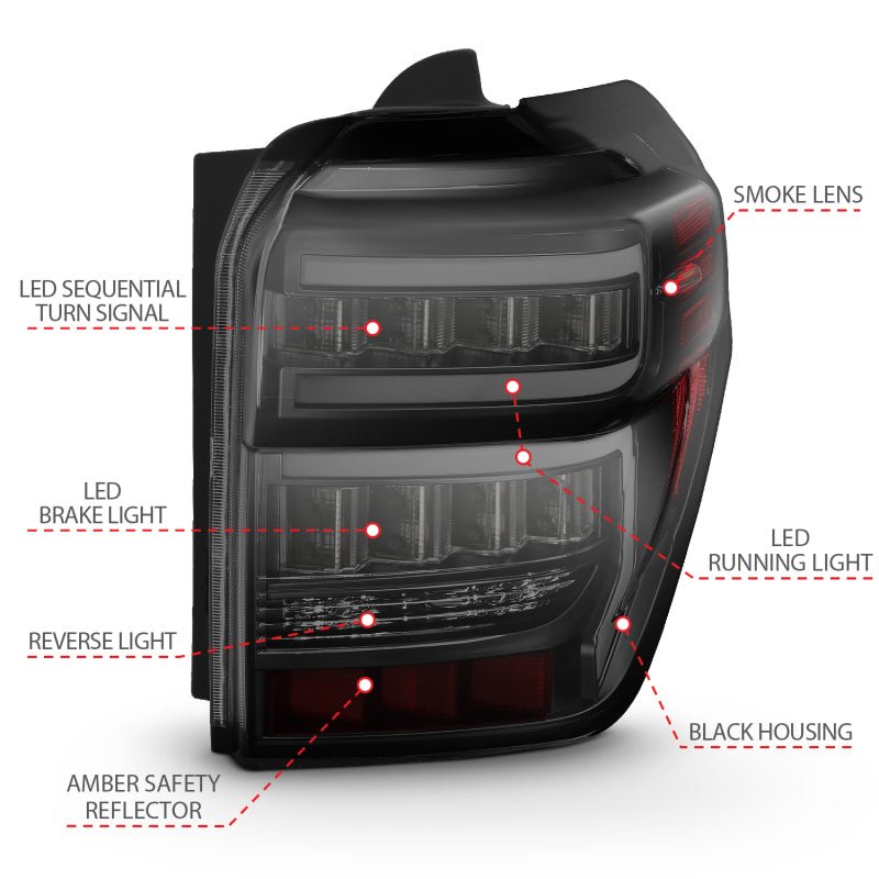 ANZO 2014-2020 Toyota 4Runner T.L Black Housing Smoke Lens Red Light Bar W/Sequential ANZO ANZ311312