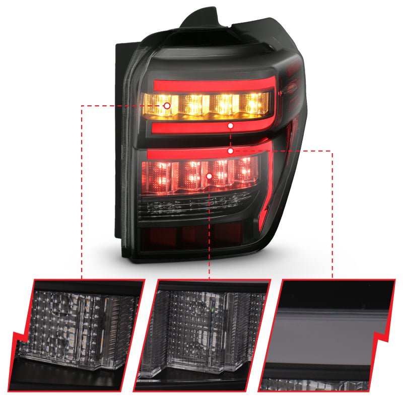 ANZO 2014-2020 Toyota 4Runner T.L Black Housing Smoke Lens Red Light Bar W/Sequential ANZO ANZ311312