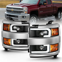 Load image into Gallery viewer, ANZO 2015-2016 Chevrolet Silverado Projector Headlights w/ Plank Style Design Black w/ Amber ANZO ANZ111359