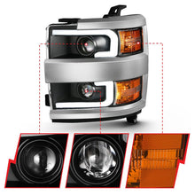 Load image into Gallery viewer, ANZO 2015-2016 Chevrolet Silverado Projector Headlights w/ Plank Style Design Black w/ Amber ANZO ANZ111359