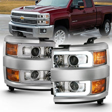 Load image into Gallery viewer, ANZO 2015-2016 Chevrolet Silverado Projector Headlights w/ Plank Style Design Chrome w/ Amber ANZO ANZ111360