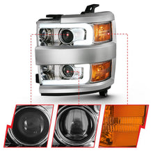 Load image into Gallery viewer, ANZO 2015-2016 Chevrolet Silverado Projector Headlights w/ Plank Style Design Chrome w/ Amber ANZO ANZ111360