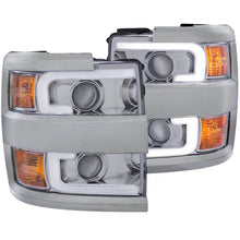 Load image into Gallery viewer, ANZO 2015-2016 Chevrolet Silverado Projector Headlights w/ Plank Style Design Chrome w/ Amber ANZO ANZ111360